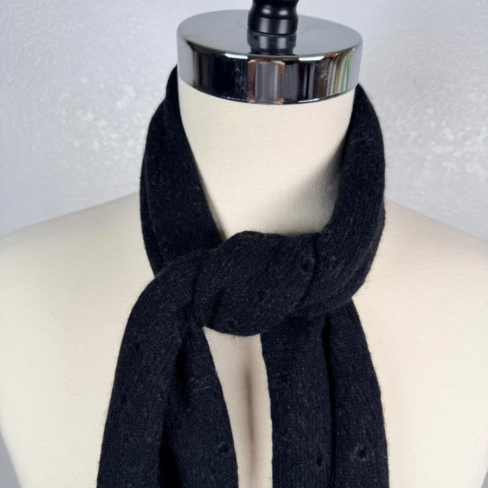 Eileen Fisher 100% Cashmere Pointelle Knit Rectangle Slim Scarf 69